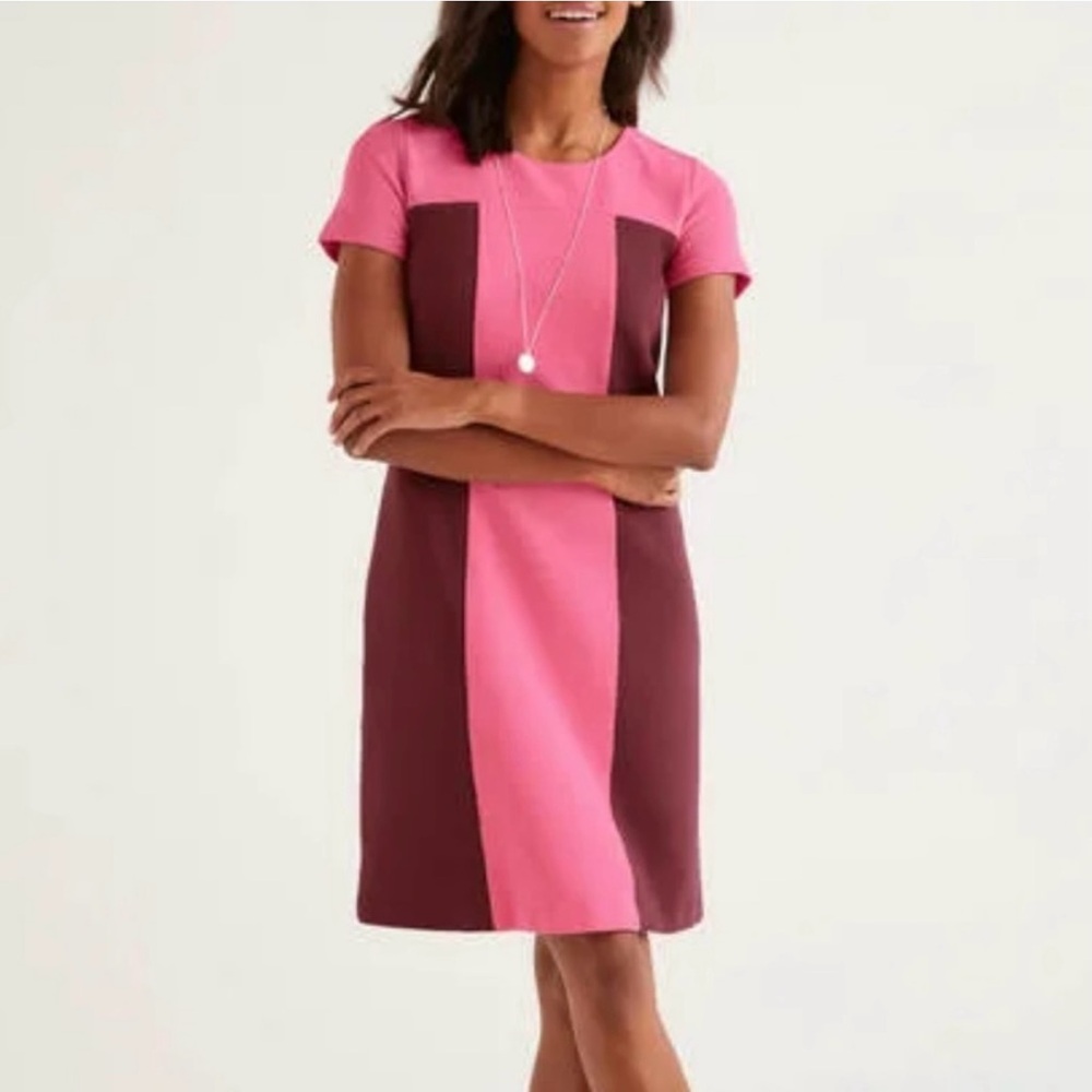 Boden Women’s Lizzie Ottoman Pink-Burgundy Colorblock Dress / Size 10R
